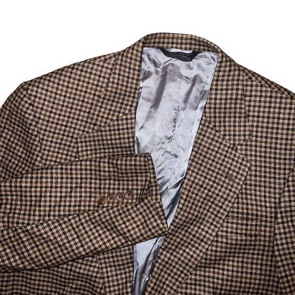 Lands’ End Sport Coat Blazer Silk Wool Jacket Men’s 42L Two Button Check USA - Picture 3 of 9